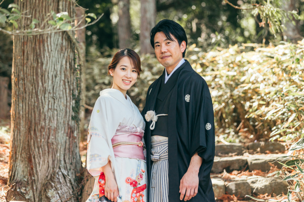 成田山公園で撮影した夫婦の記念写真
