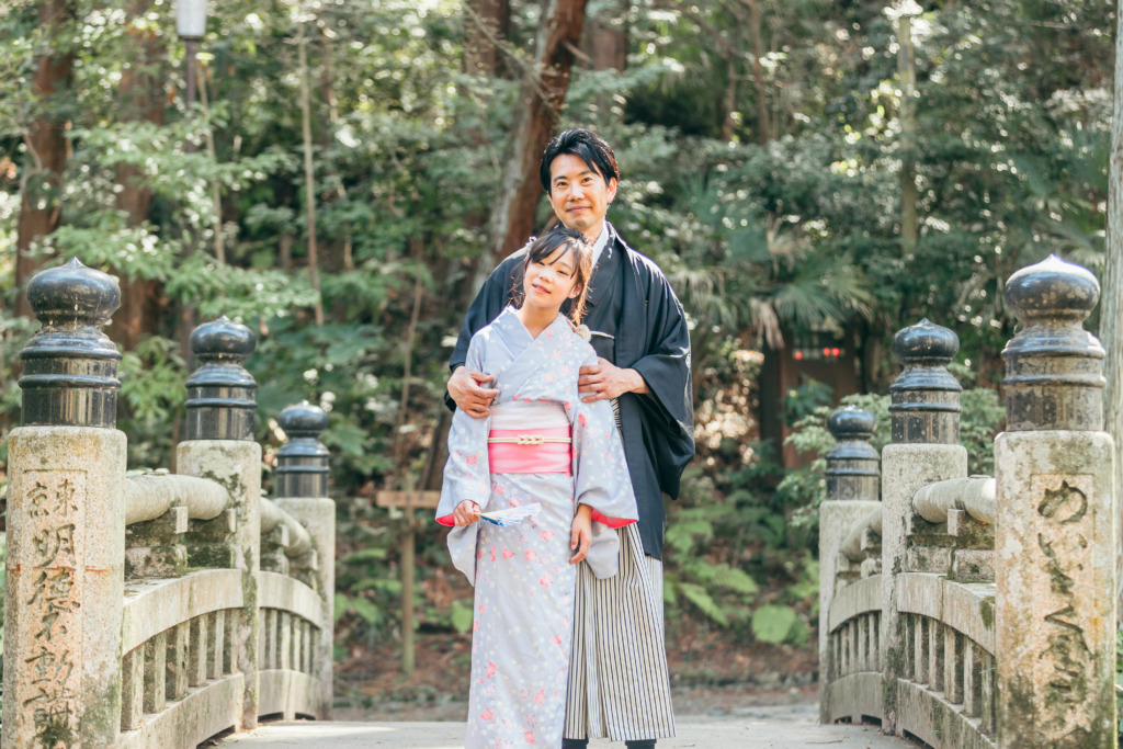 成田山公園でのパパと長女の親子ツーショット
